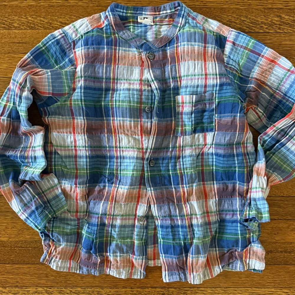 Bonton Multicolor Plaid Kids Button Down Shirt